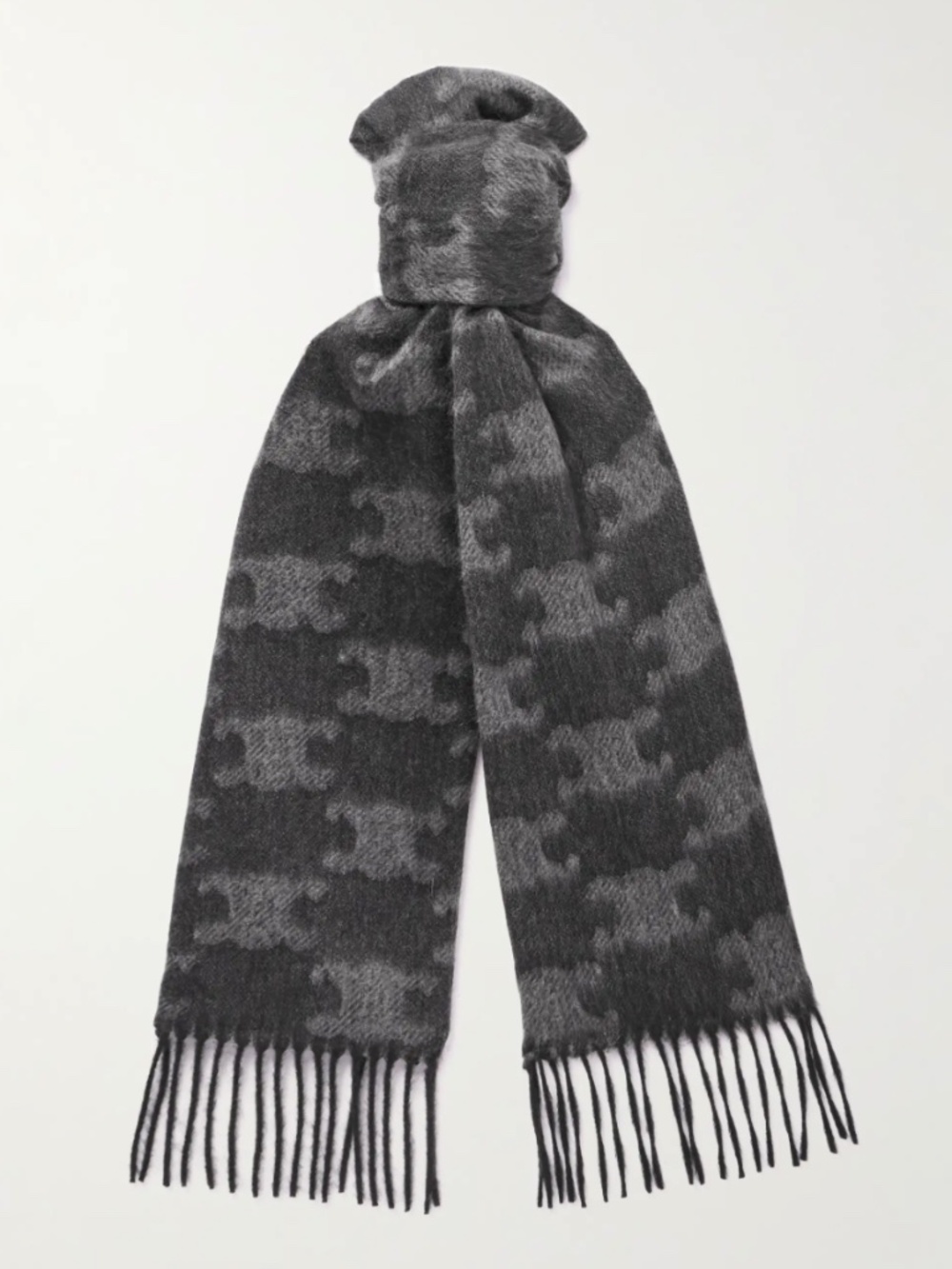 Celine Tromphe 100% Cashmere Scarf in Gray/Black Logo MSRP $940 - BNIB SAVE $700